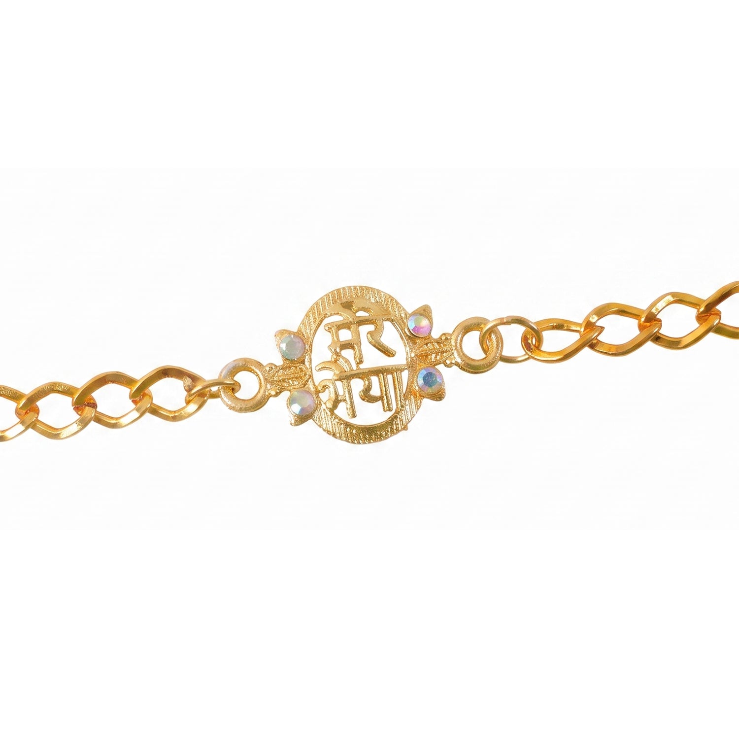 Elegant Mere Bhaiya bracelet rakhi with stones, perfect for festive gifting to brothers.