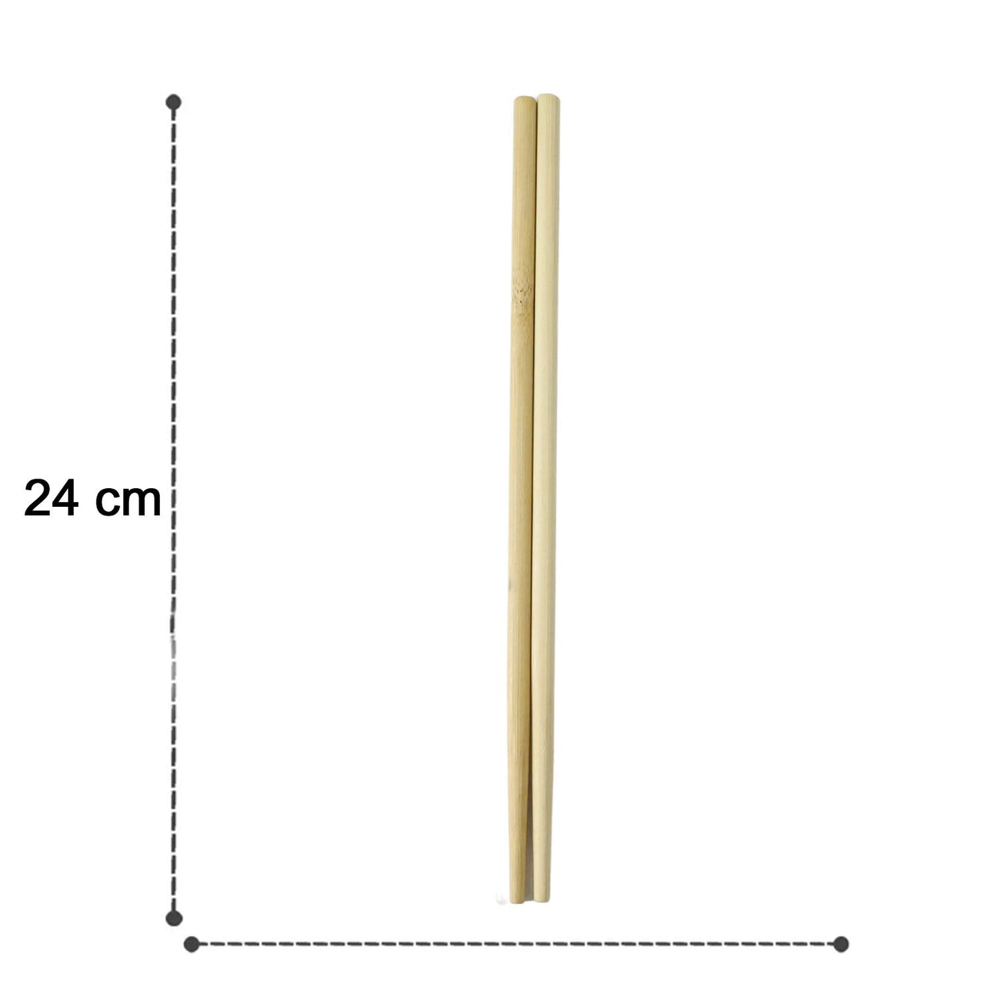 Length comparison image of 24 cm bamboo chopsticks
