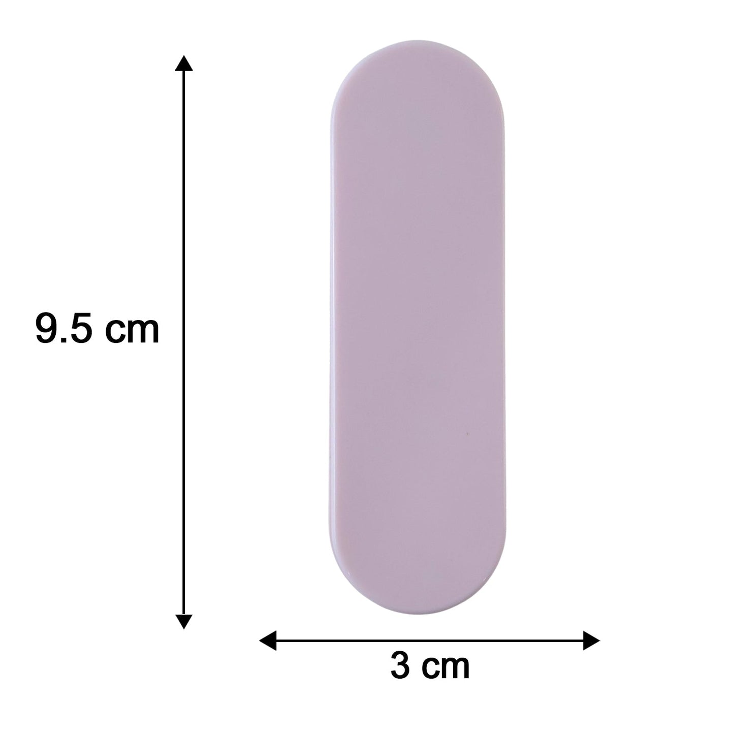 Pink reusable silicone ear swab case with dimensions of 9.5 cm length and 3 cm width shown with arrows.