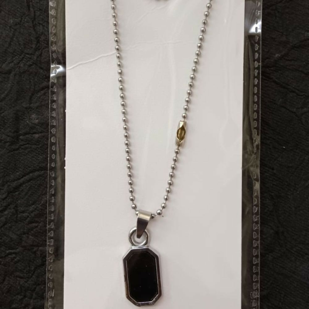 Octagon Shape Black Inlay Pendant Necklace for Men