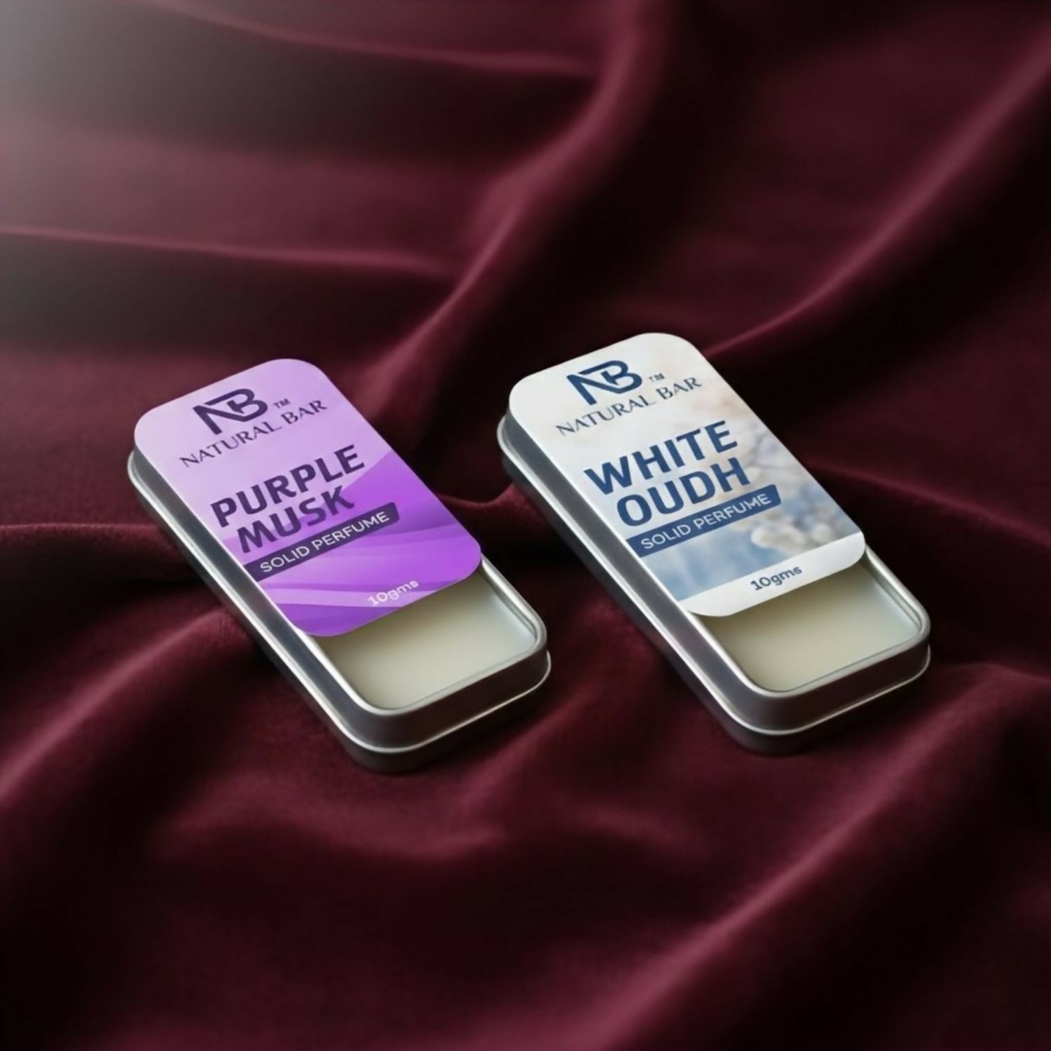 White Oud And Purple Musk Solid Perfume Combo, Alcohol Free Cologne Strong & Lasting Fragrance, Gifting for Him & Her(10gms/2Pc)