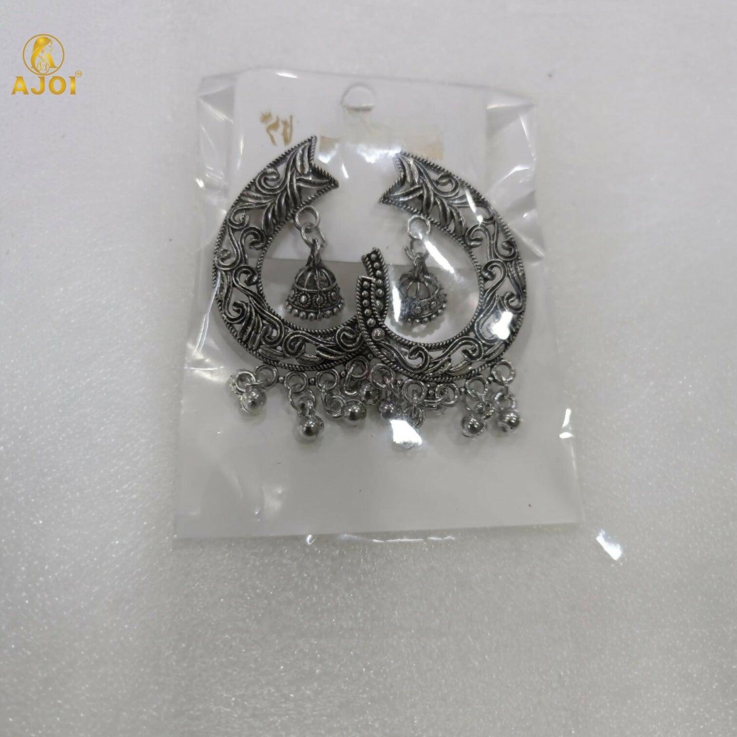 Chandrika Oxidized Silver Jhumka Earrings with Ghungroo Danglers
