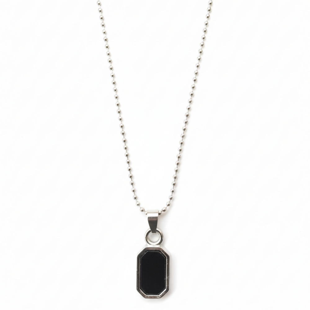 Octagon Shape Black Inlay Pendant Necklace for Men