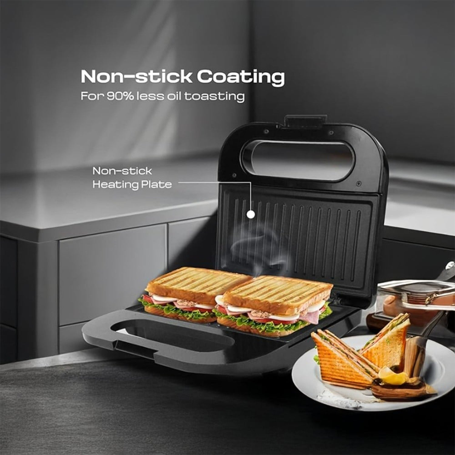 Orbit sandwich toaster maker highlighting compact footprint perfect for kitchens