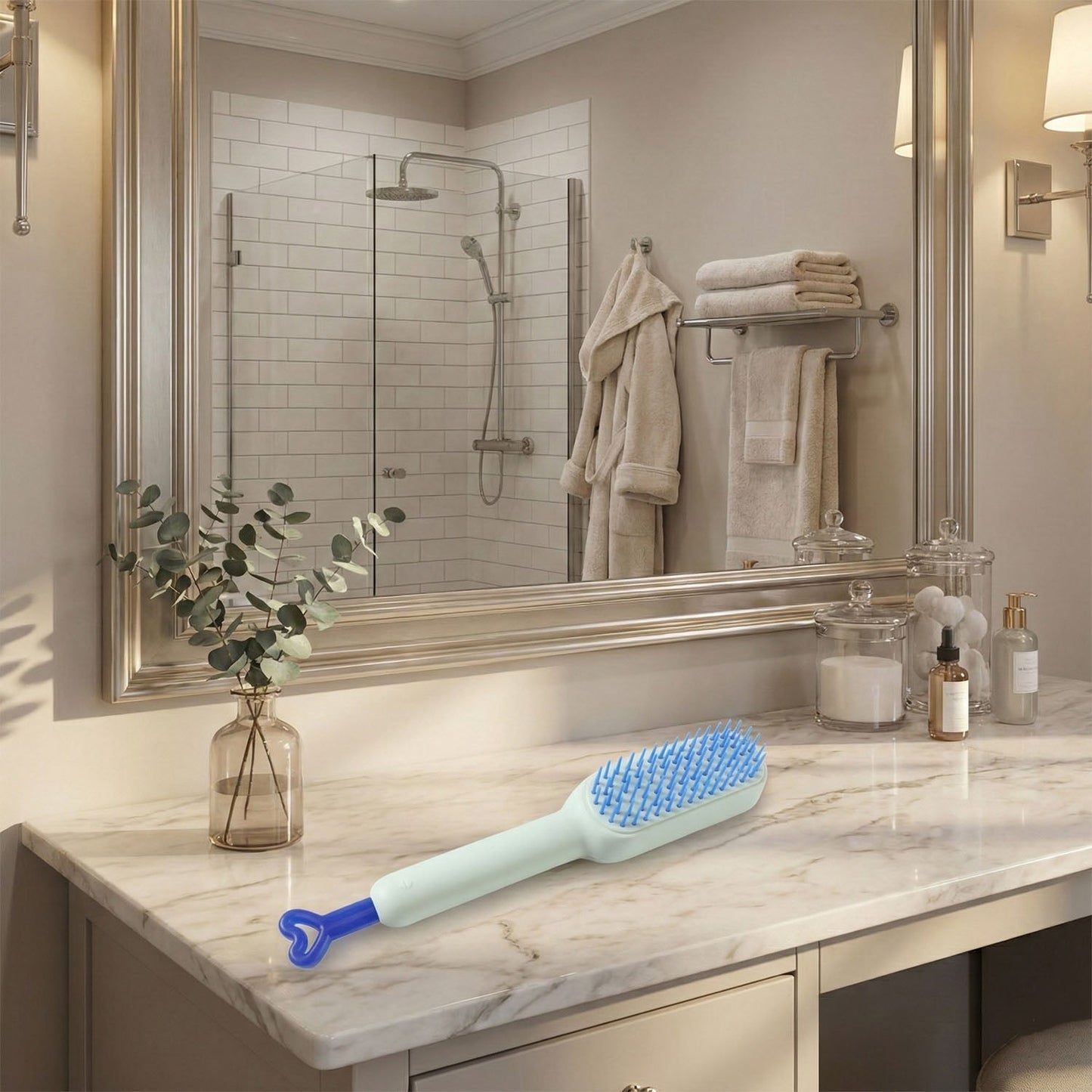 Comfortable handle grip of the detangling hair brush