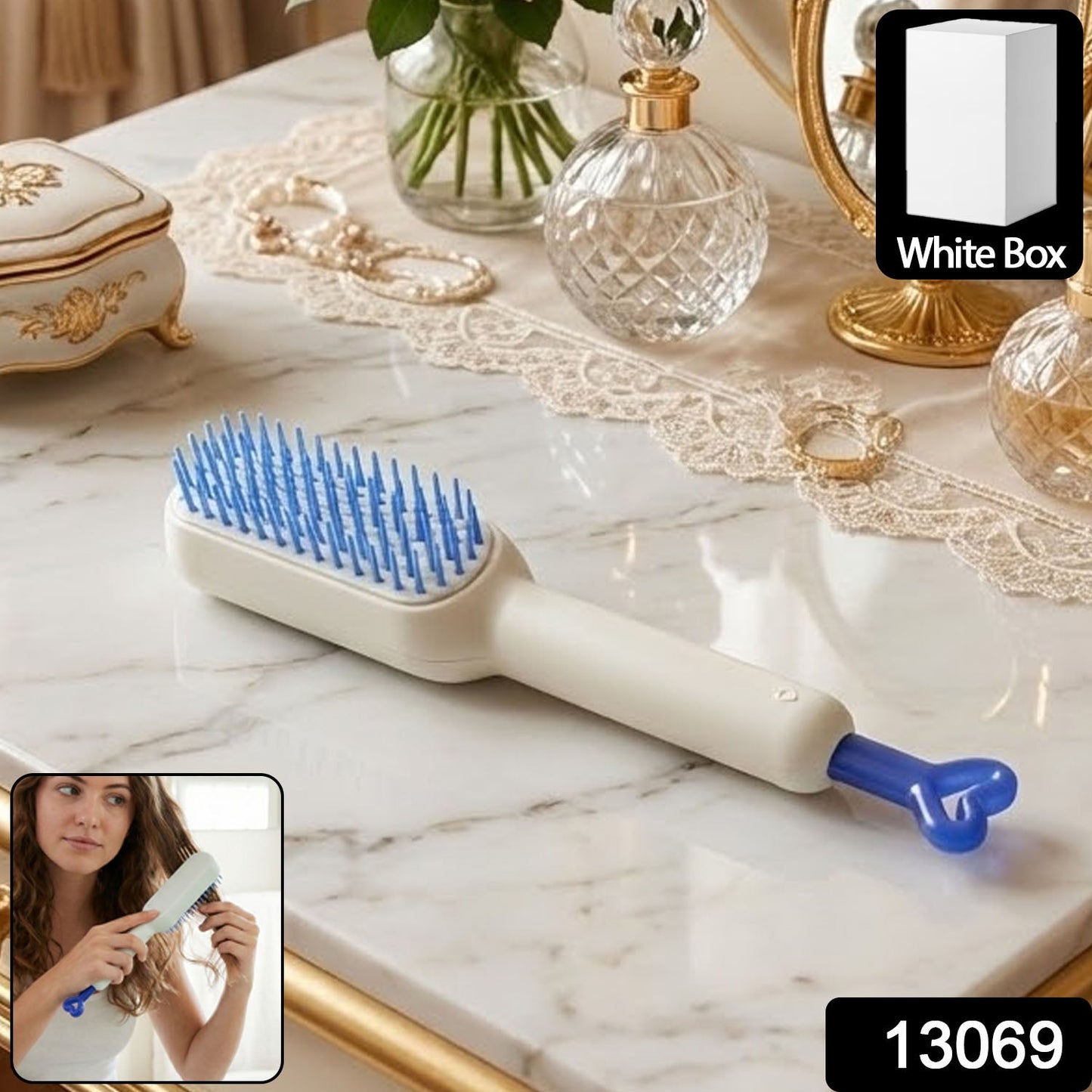 Massage comb with retractable bristles product view