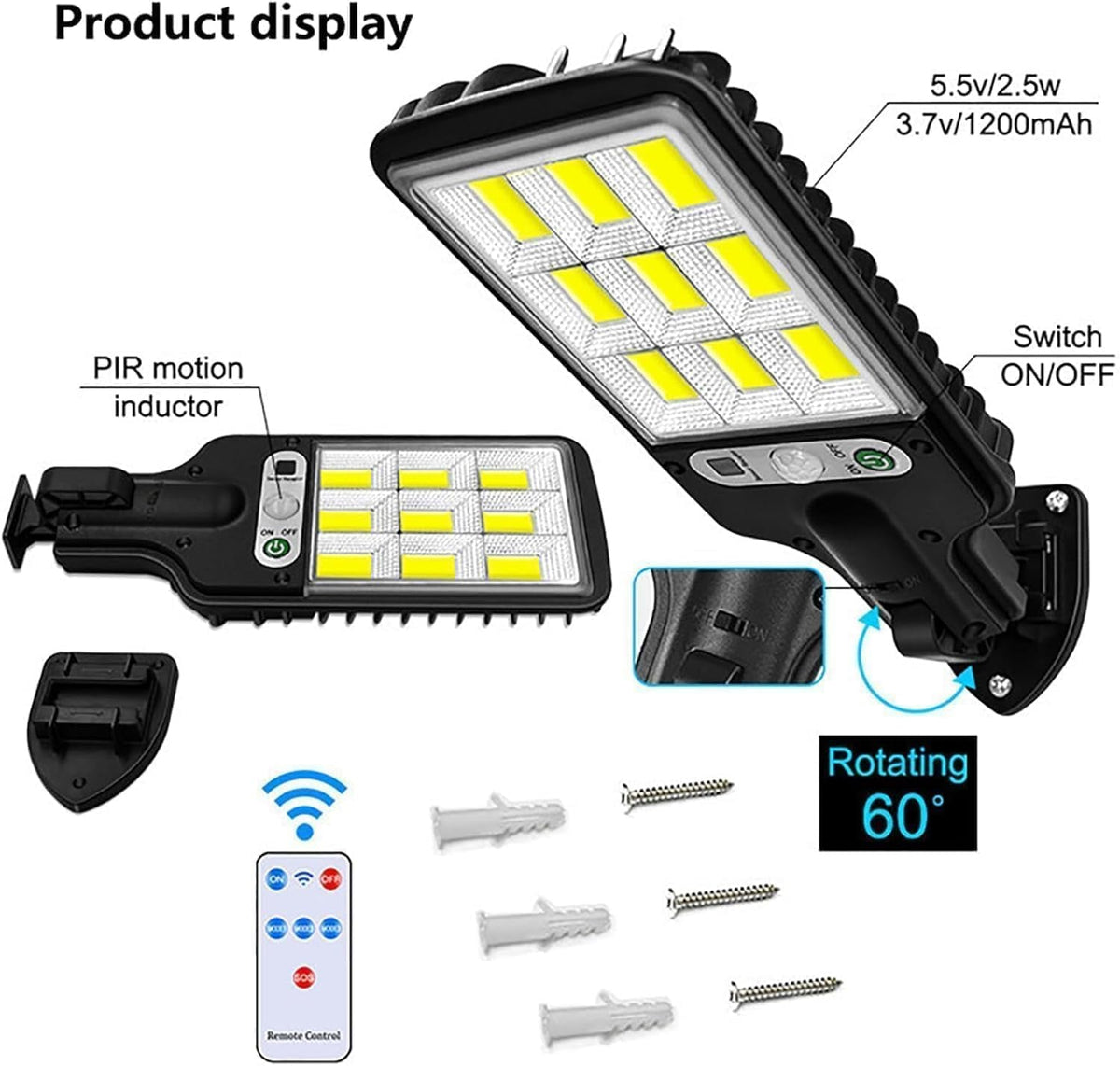Solar LED Street Light – High Power with Motion Sensor & Remote Control