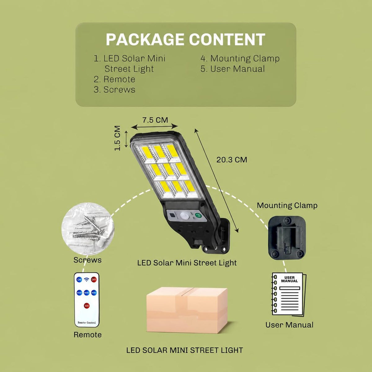 Solar LED Street Light – High Power with Motion Sensor & Remote Control