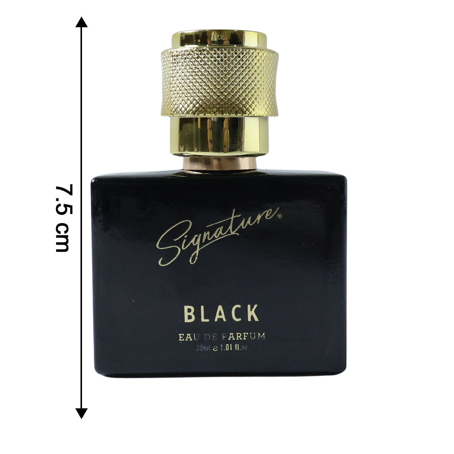 Close-up of signature black perfume spray bottle for daily use
