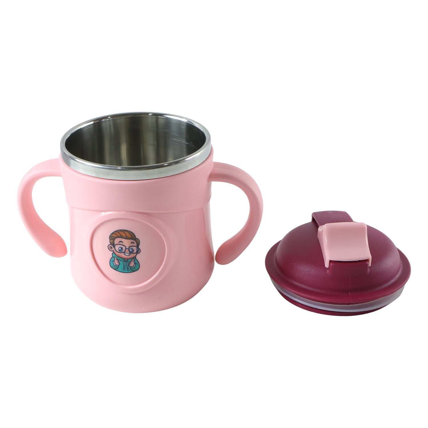 Kids straw sipper cup on white background