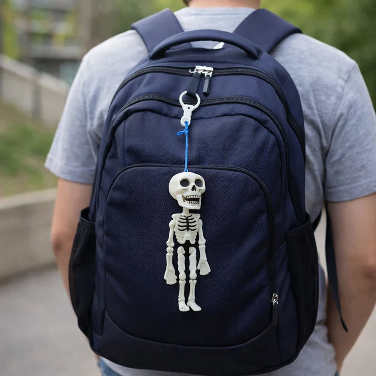 Funky skeleton keychain charm for bags and keys