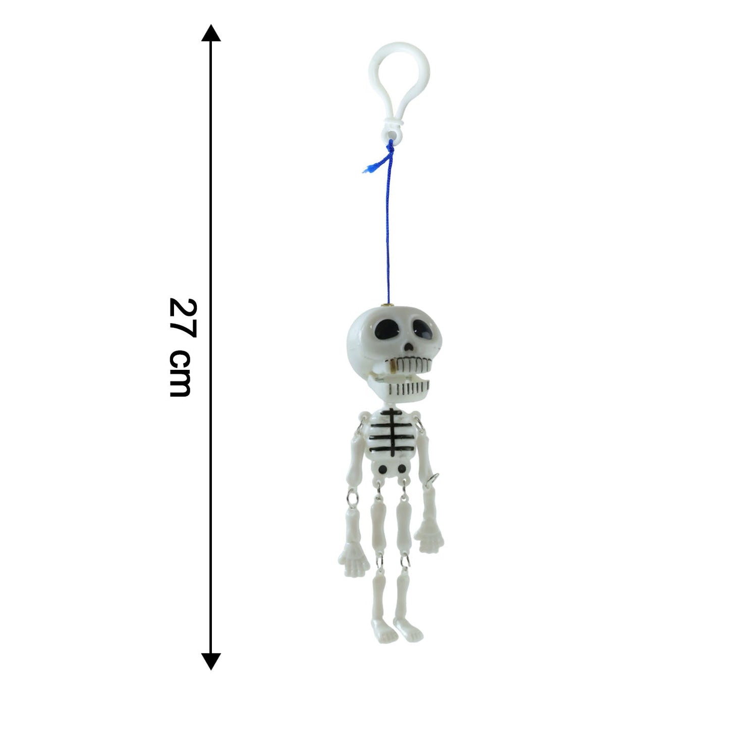 Size illustration for skeleton doll keychain accessory