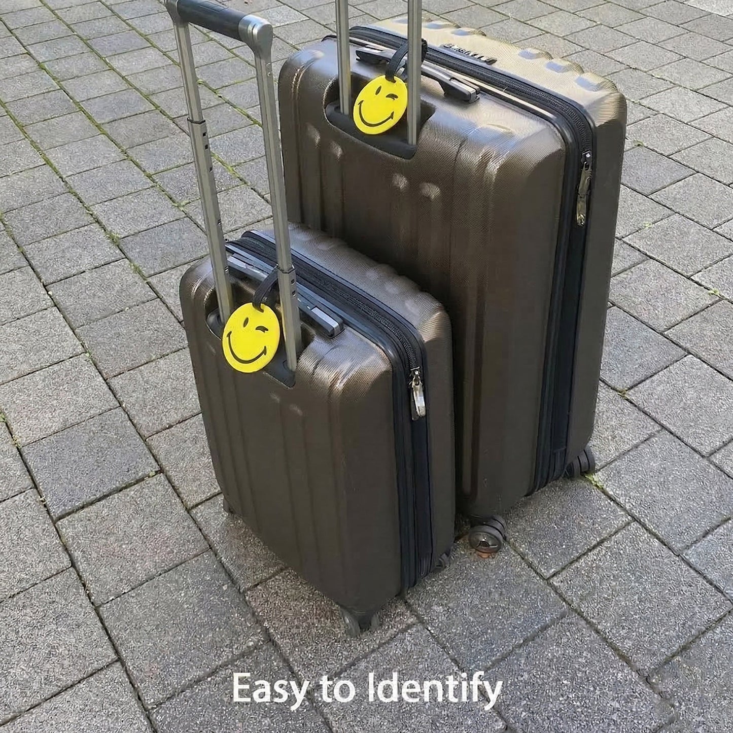 Fun travel bag ID tag with smiley face