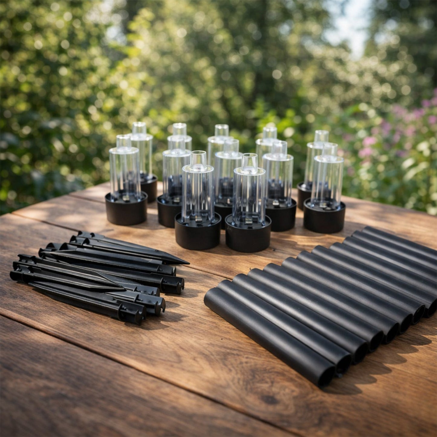 Energy saving solar garden light set for outdoor use