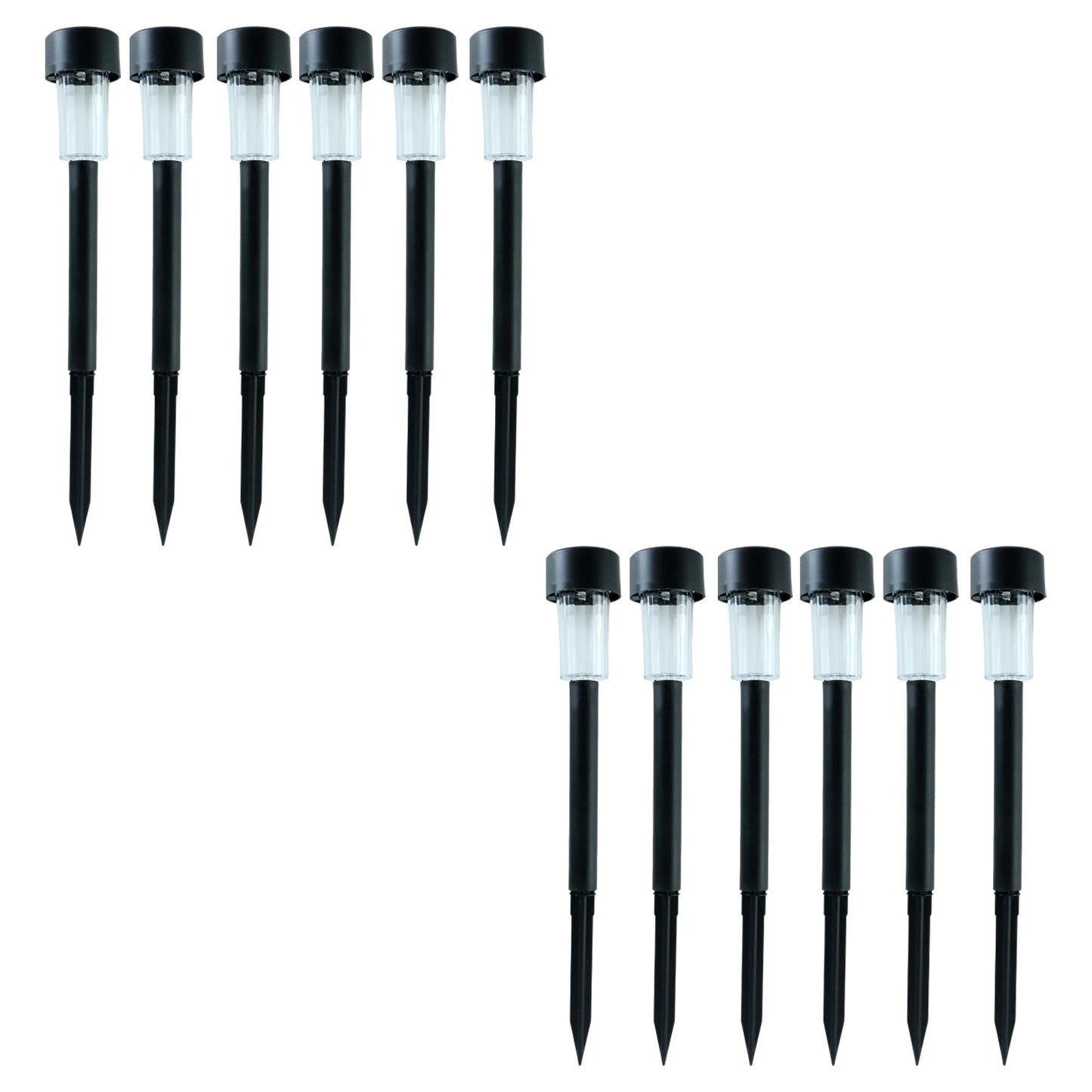 Close up of garden stake solar pathway lights for lawn