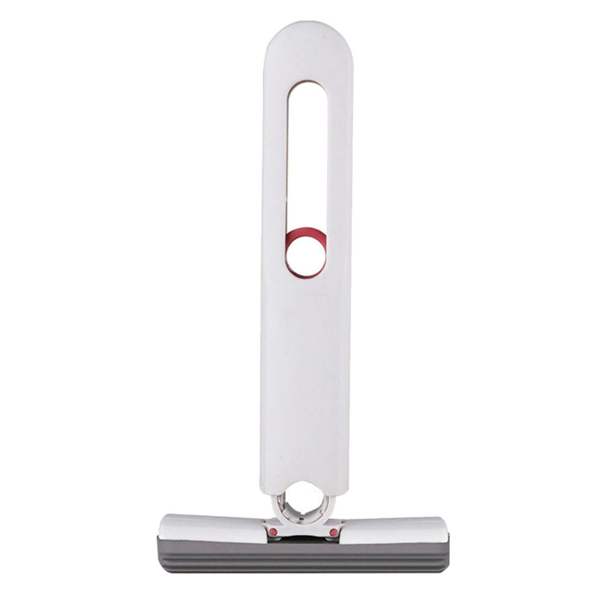 The white and red silicone squeegee is shown head-on, with its dark grey and white brush head and red accents.