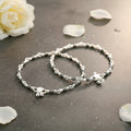 Silver Anklets - Black Beads & Heart Charm,anklet