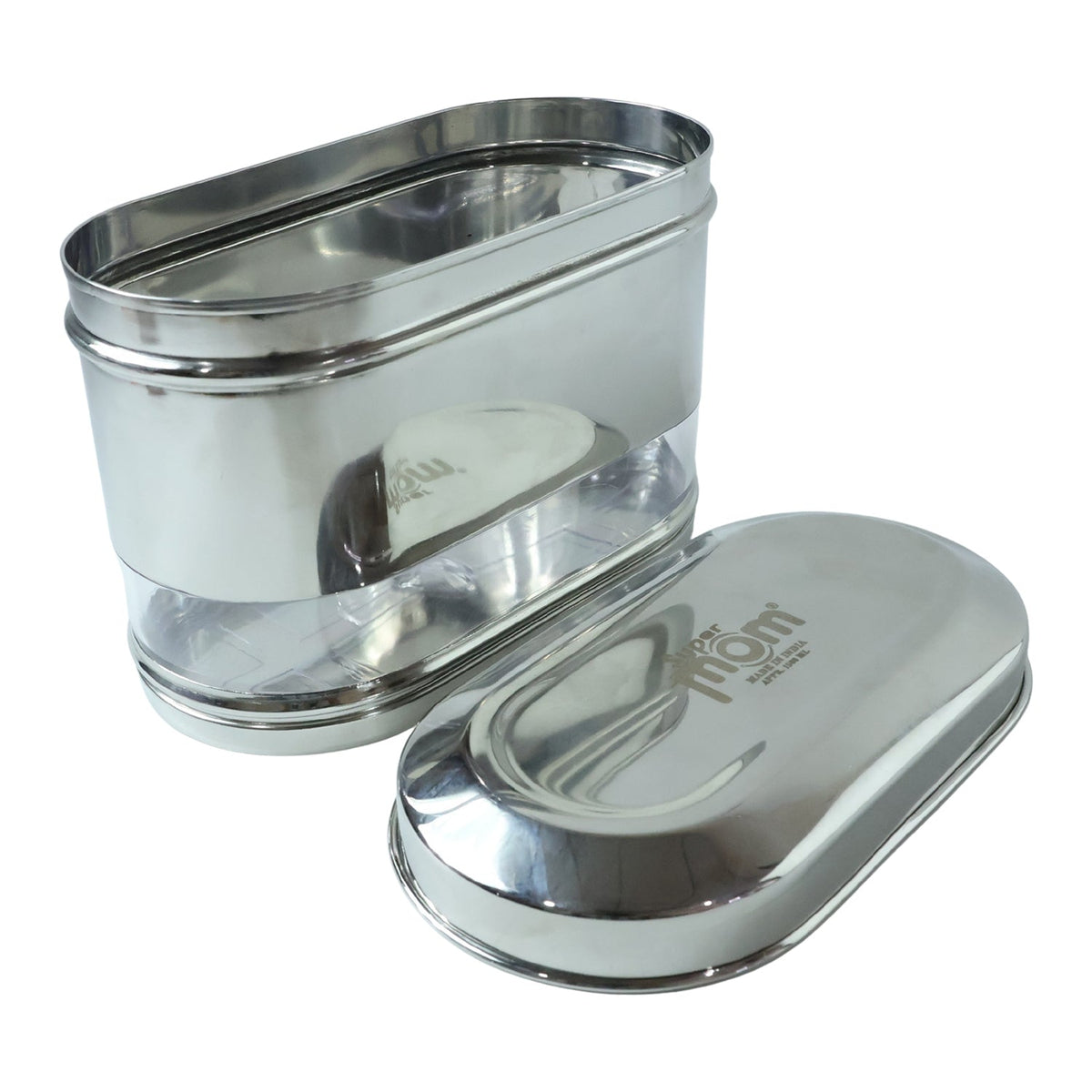 Stainless steel modular oval canister for pantry storage