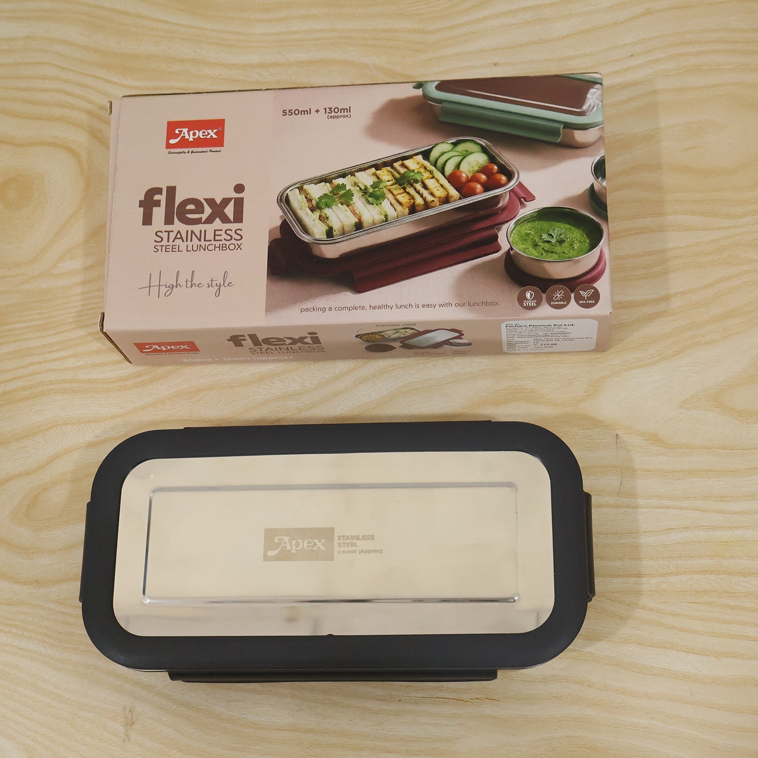 Live photo of Apex Flexi steel lunch box set