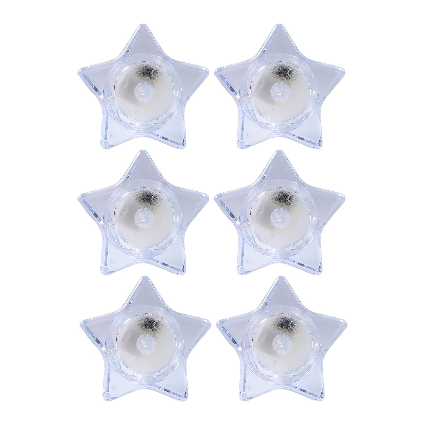 Battery operated LED candles in star-shaped holders for safe lighting