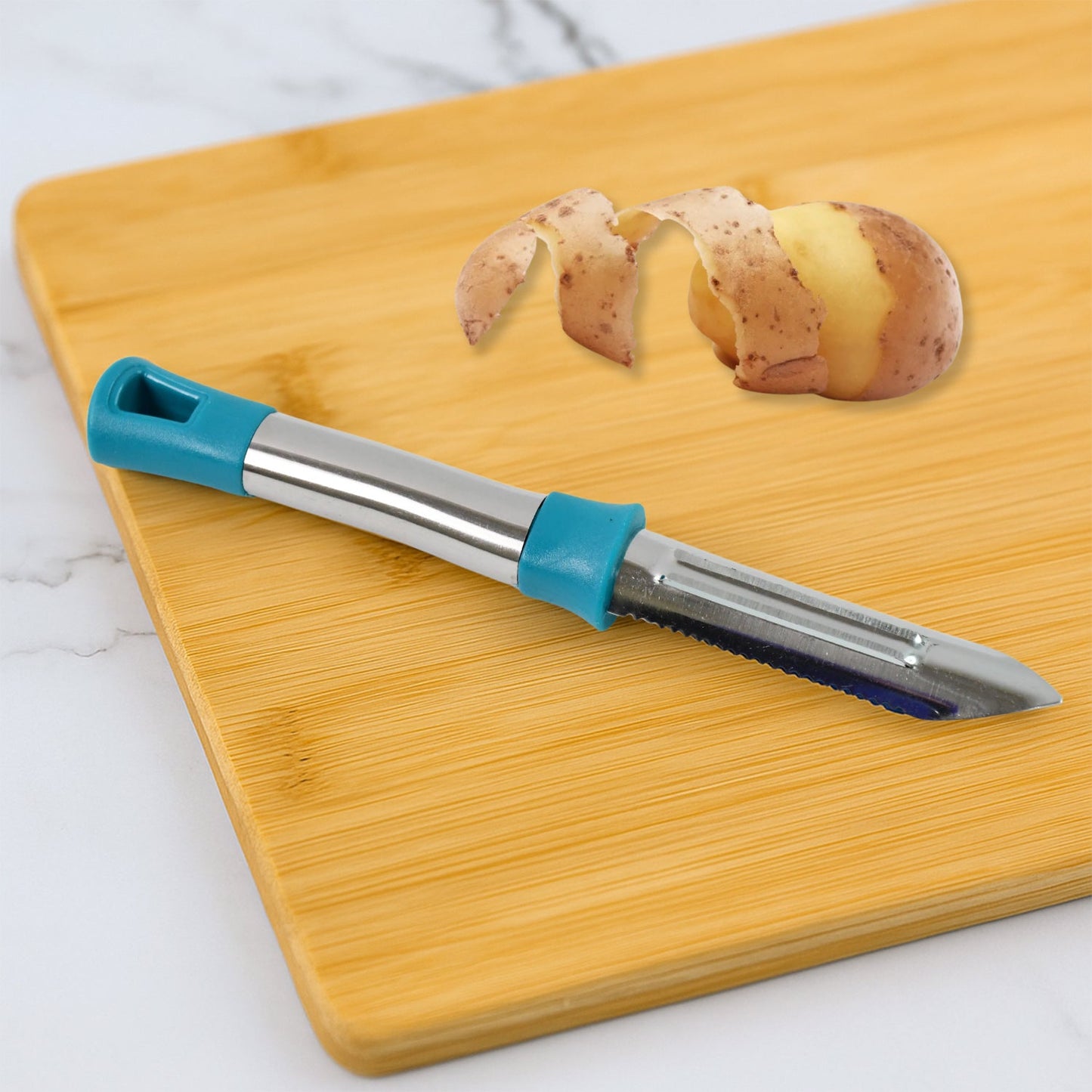 Side view of Apex stainless steel kitchen vegetable peeler