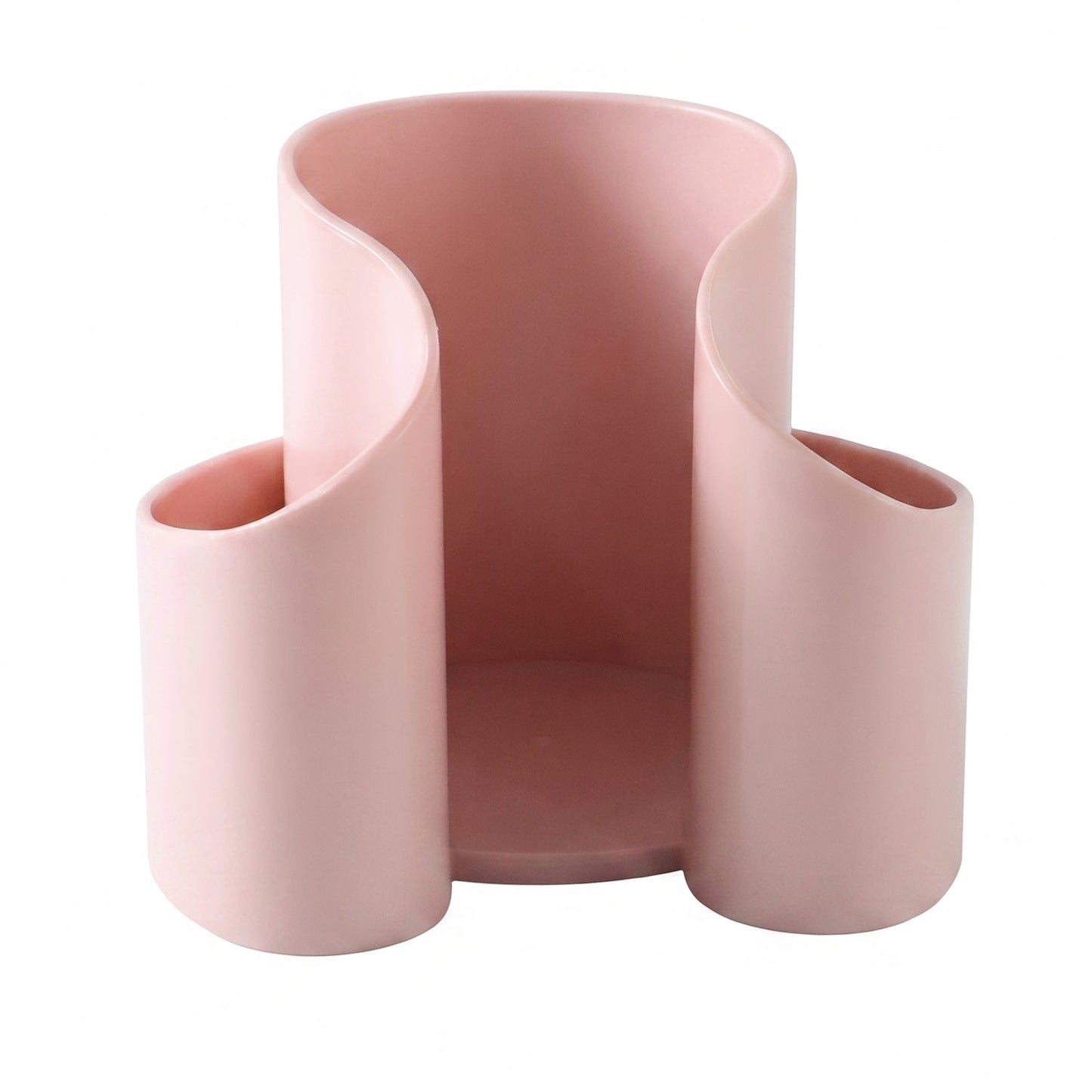 Plastic cosmetic organizer caddy on white background
