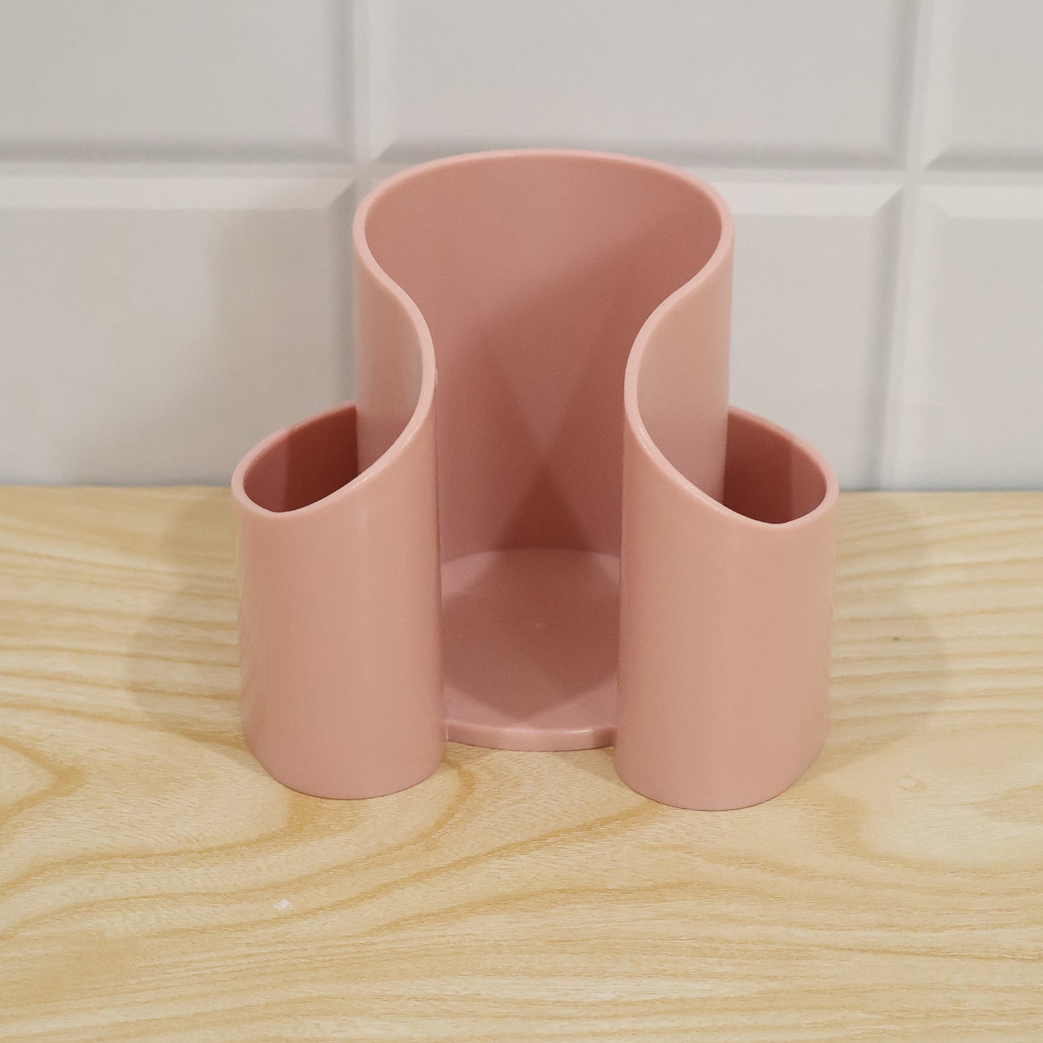 Live photo of plastic cosmetic desktop organizer caddy