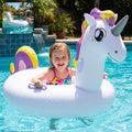 kids inflatable unicorn swim ring pool float safety handles
