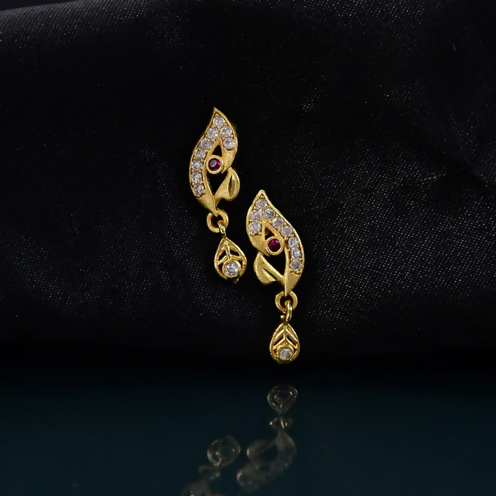 Luxury Curved Gold Earrings With Sparkling Stone Inlay And Elegant Drop Design