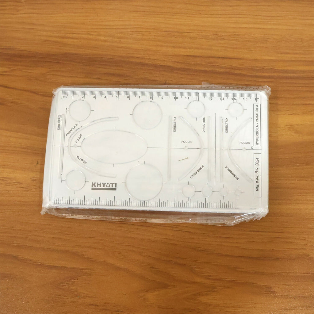 Mathematical Drawing Template Ruler Set with Ellipse Parabola Hyperbola Shapes (10Pcs)