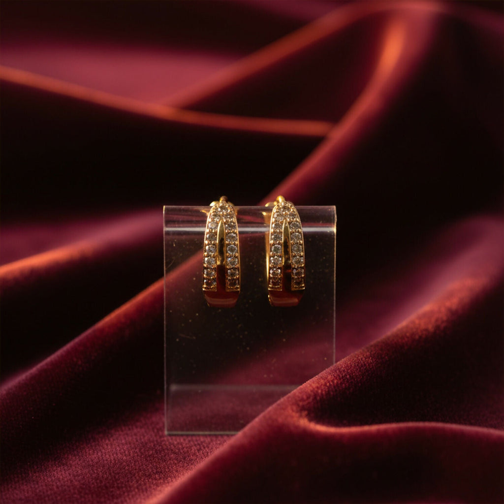 Gold Finish Sparkle Hoop Earrings for Daily and Party Wear