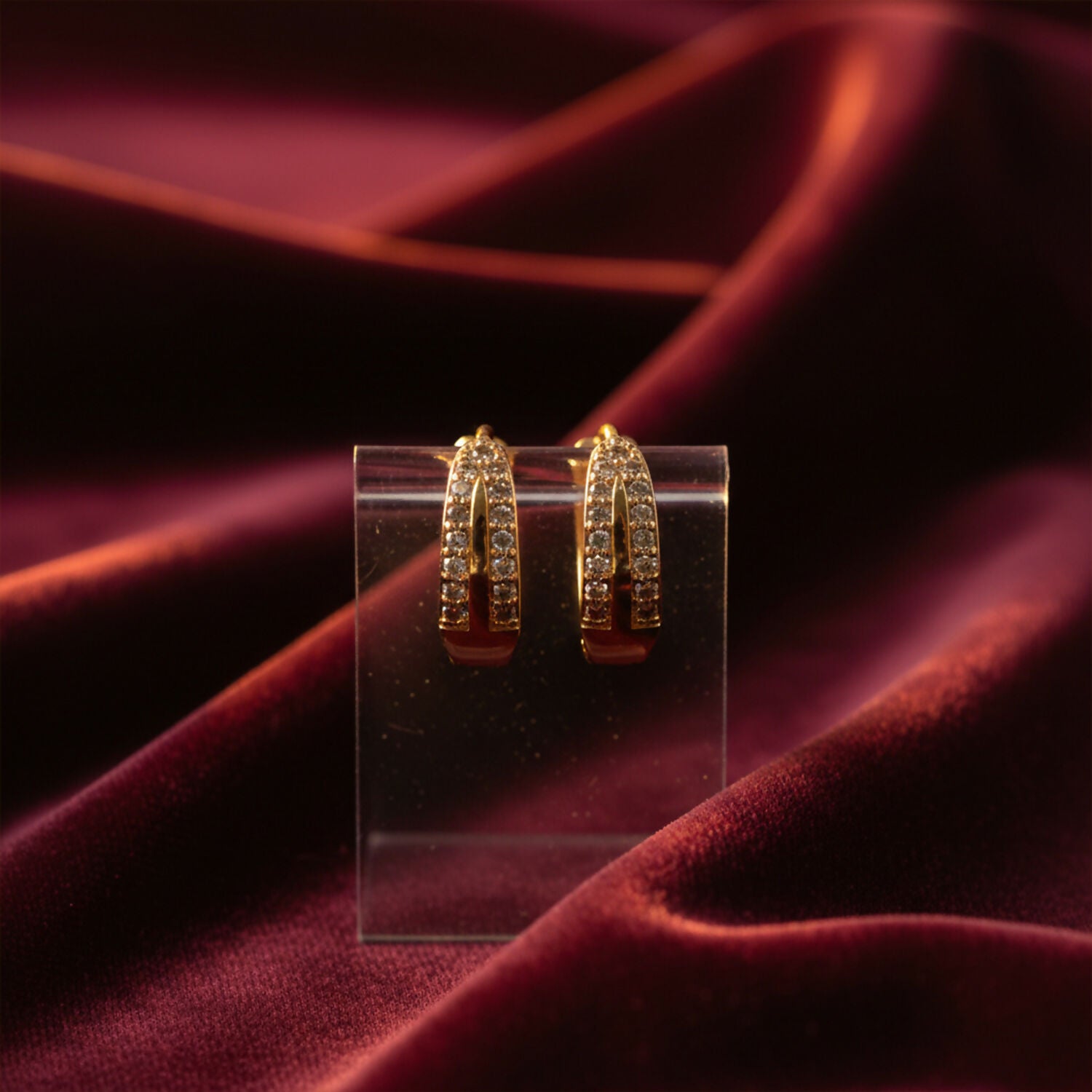 Gold Finish Sparkle Hoop Earrings for Daily and Party Wear