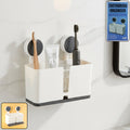 Wall Mounted 3 Compartment Toothbrush Holder with Adhesive Installation (1 Pc)