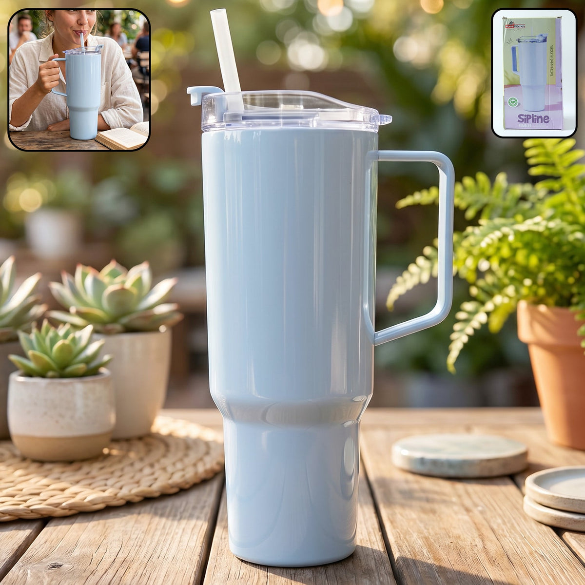 1800ml travel tumbler with handle and straw for long journeys