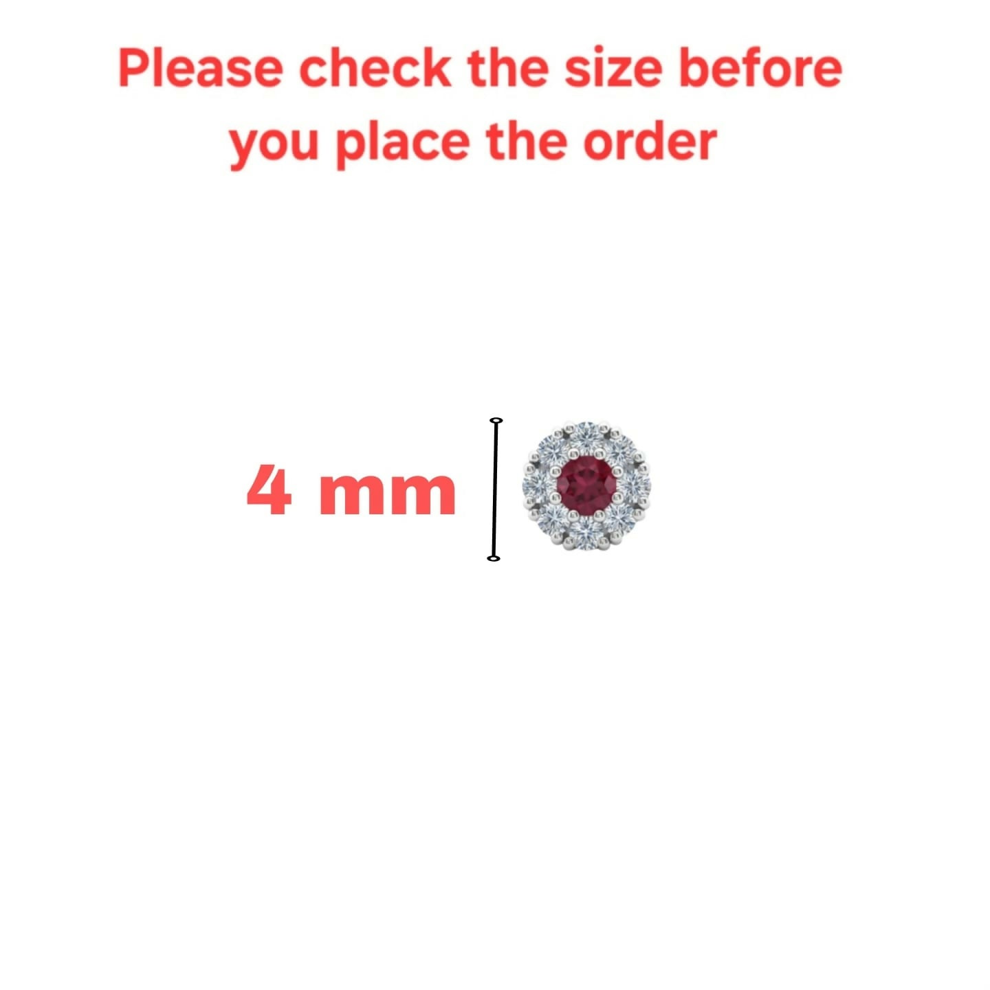 Ruby Floral Halo Nose Pin Silver plated Labret Stud Piercing Combo Pack of 2