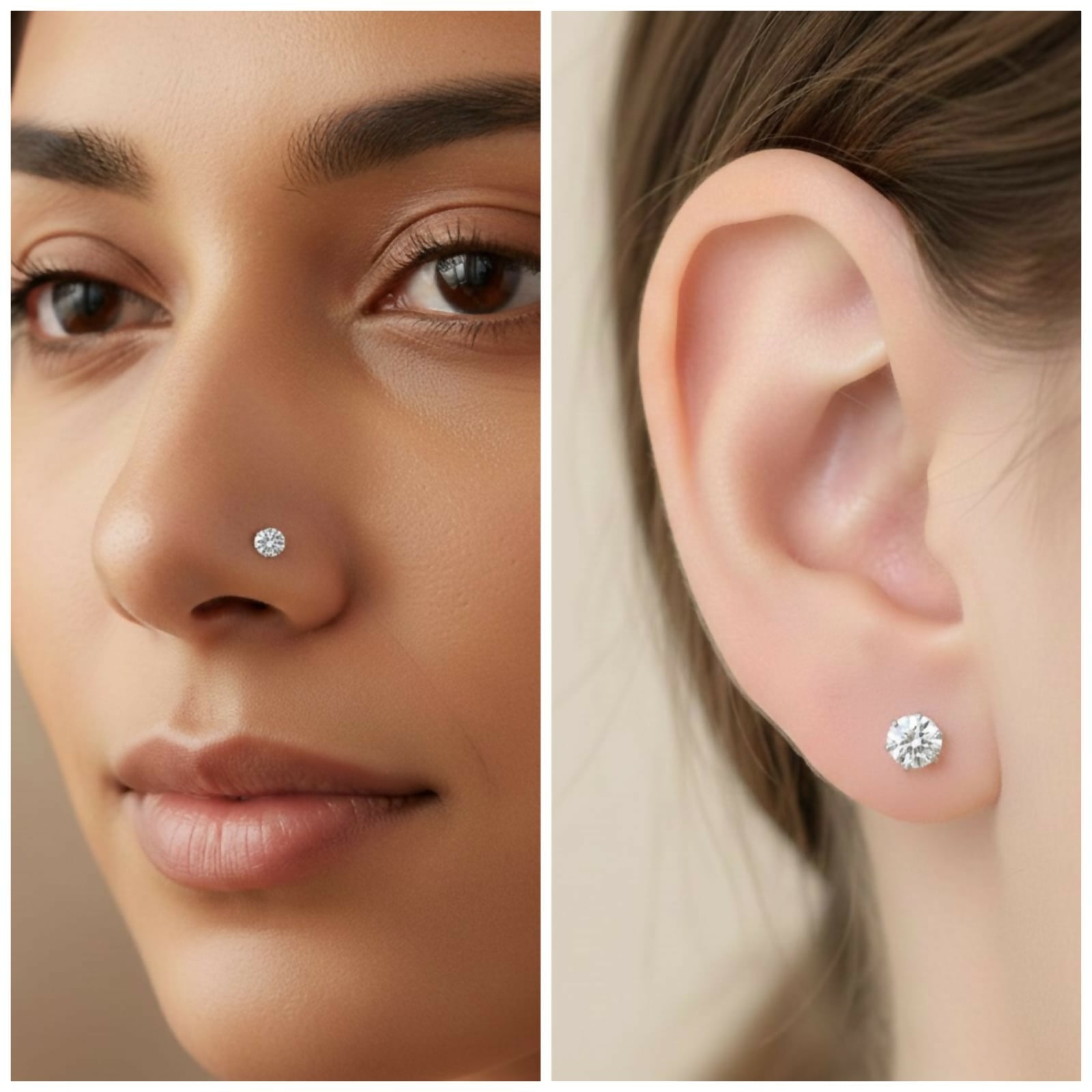 silver plated AD Nosepin stud Gold Flat Back