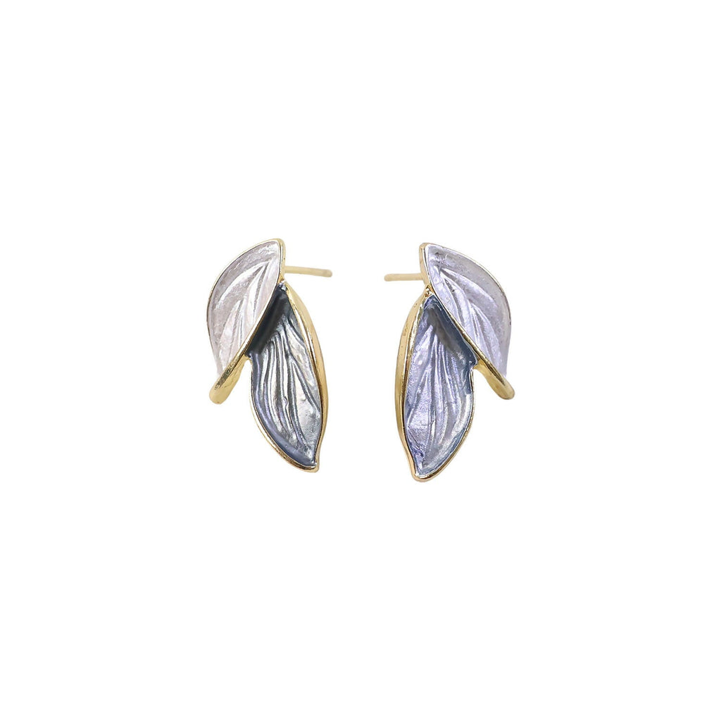 Minimalist Nature-Inspired Leaf Studs Korean Style – Premium Pearlescent Enamel Earrings