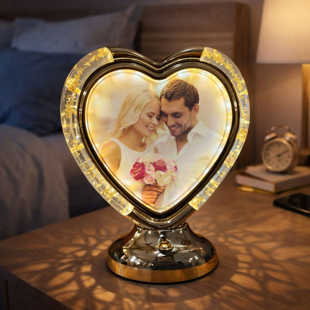 Heart Shape LED Photo Frame Lamp with Warm Light for Home Décor & Gifts