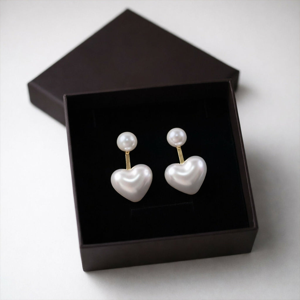 Elegant Pearl Heart Drop Earrings for Women & Girls – Gold Plated Romantic Heart Design Earrings