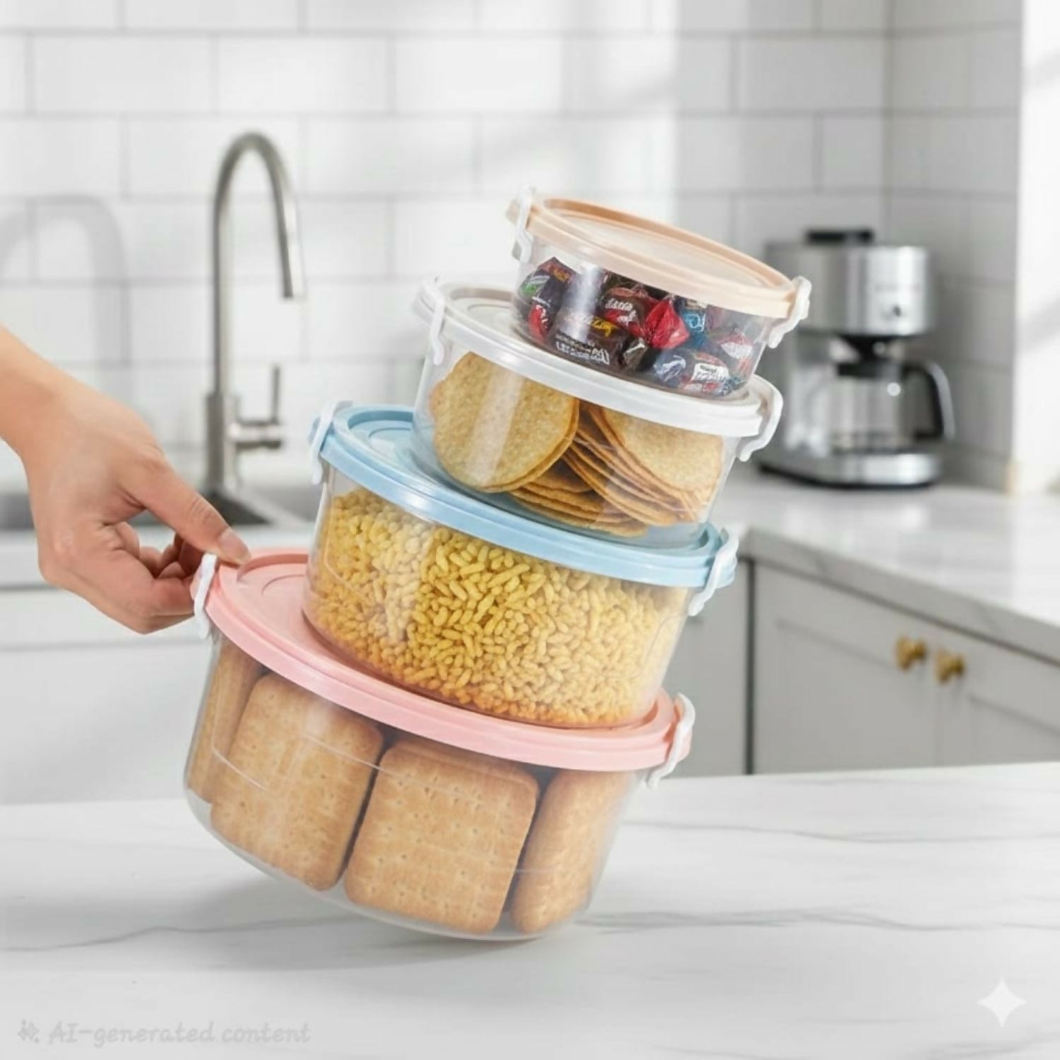4 pcs lock lid Plastic Container 1400 ml