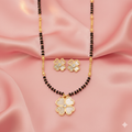 Gold Plated AD Floral Mangalsutra and Earring Set for women