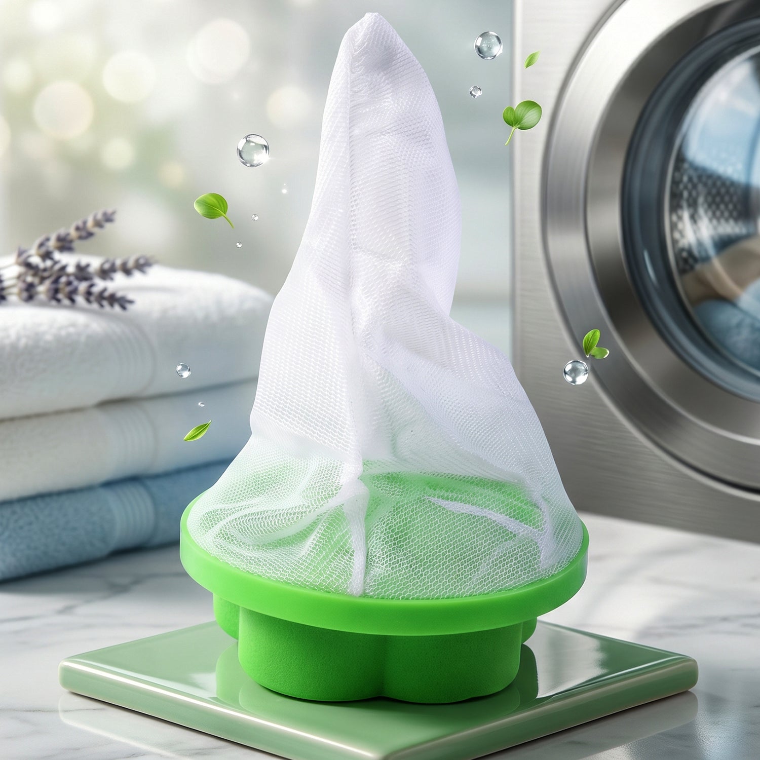 Reusable flower shaped hair and lint catcher for washing machine drum