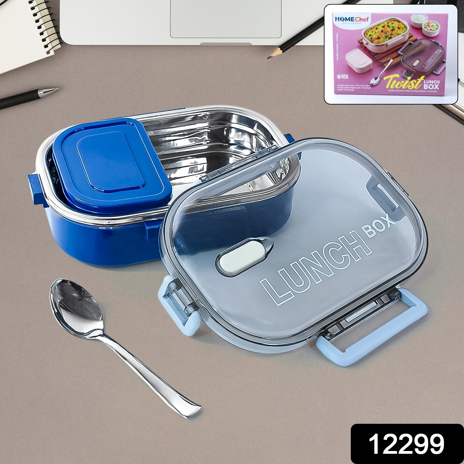 Stainless steel food container lunch box with two compartments
