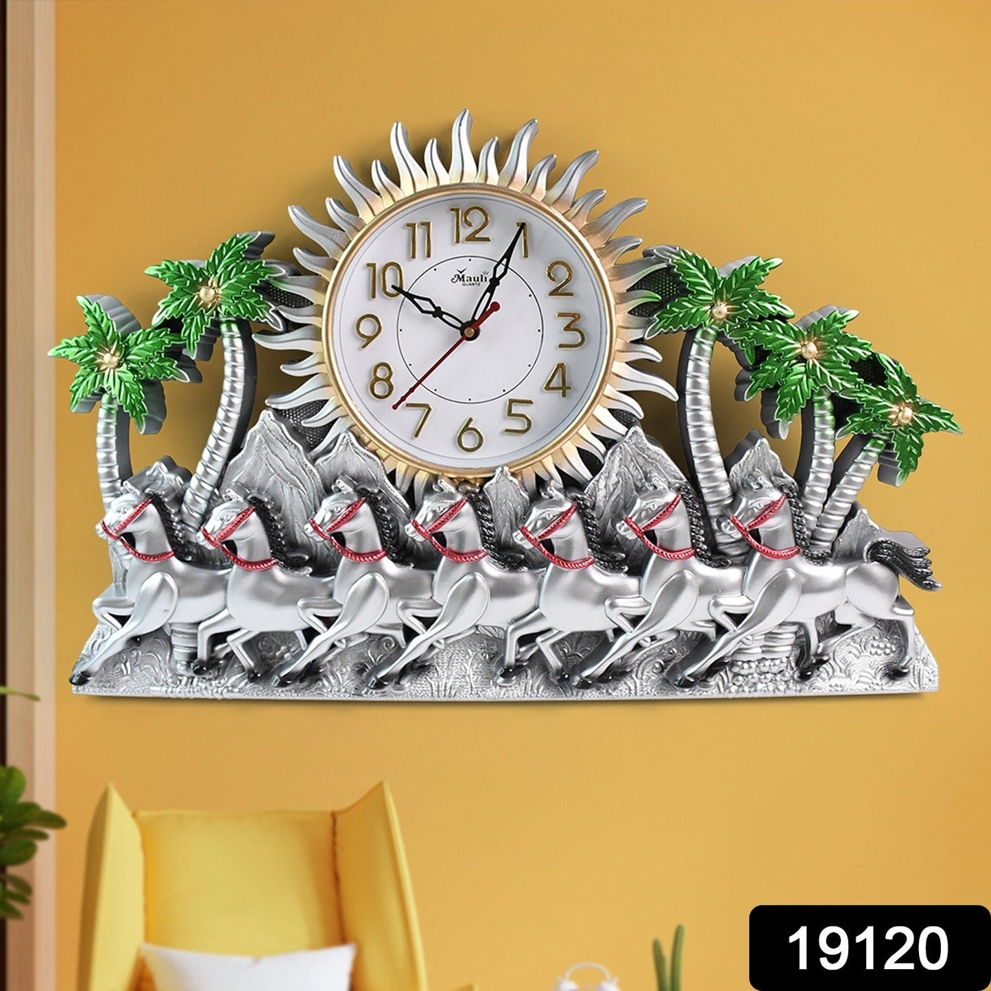 Decorative wall clock for living room with bold numerals