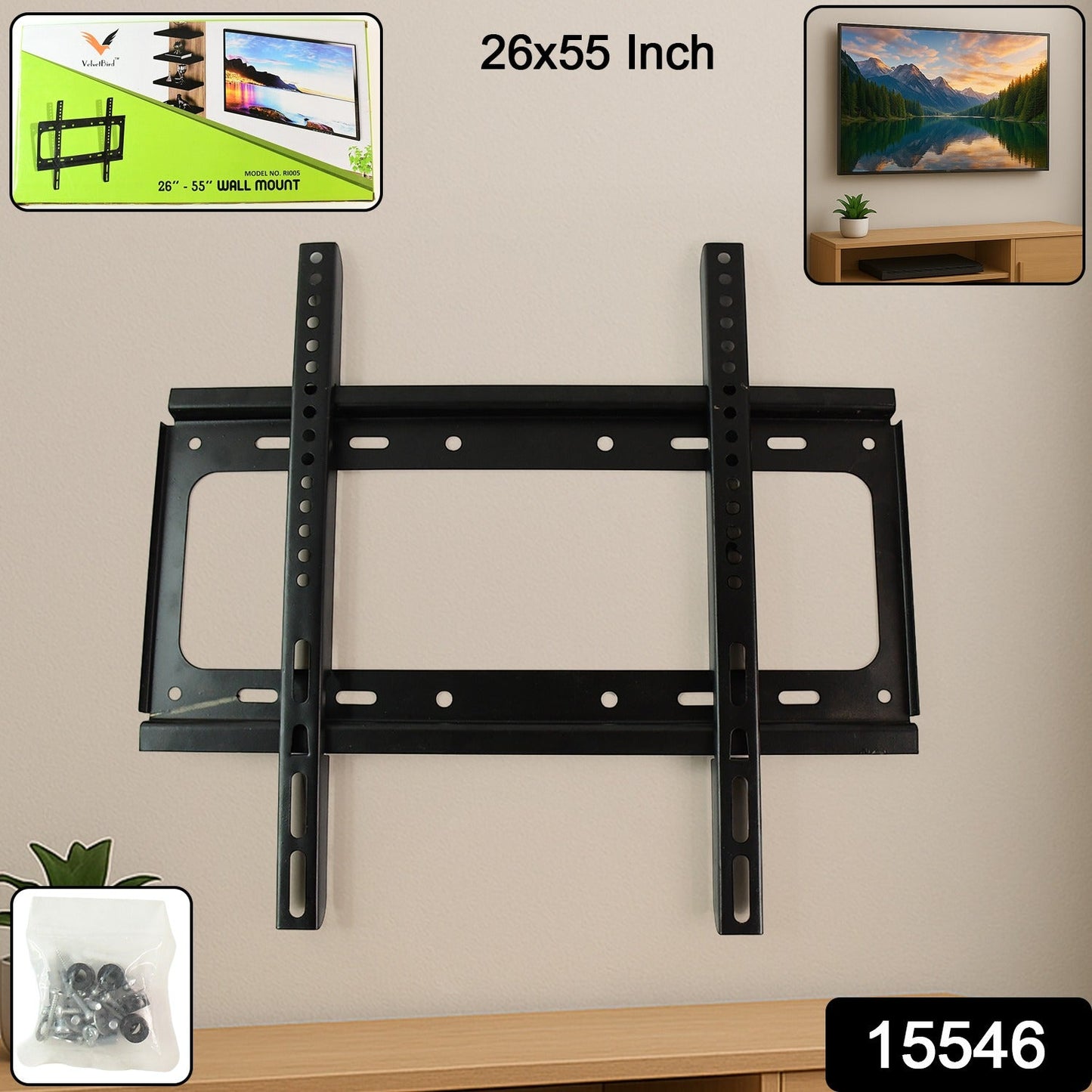 Close-up view of iron edge adjustable LED TV mount frame