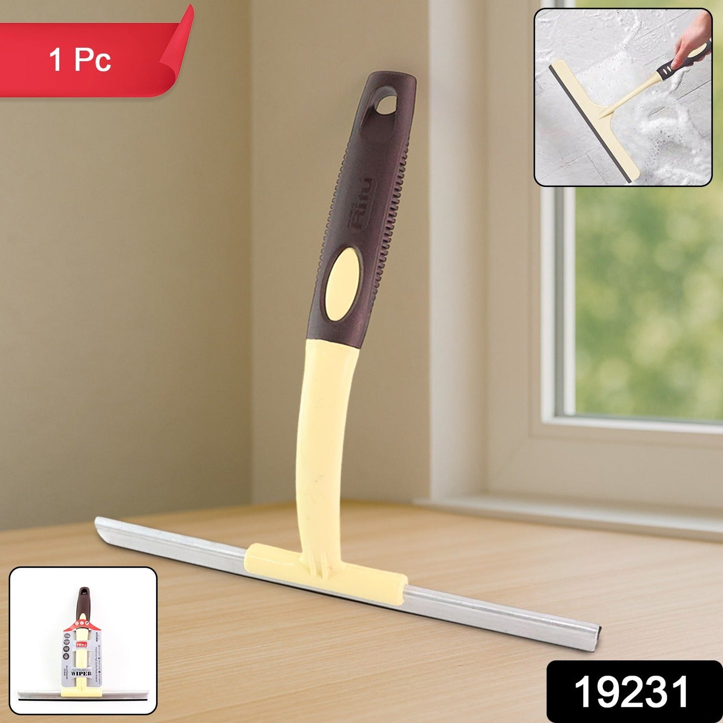 Ritu glass wiper in use cleaning a glass window