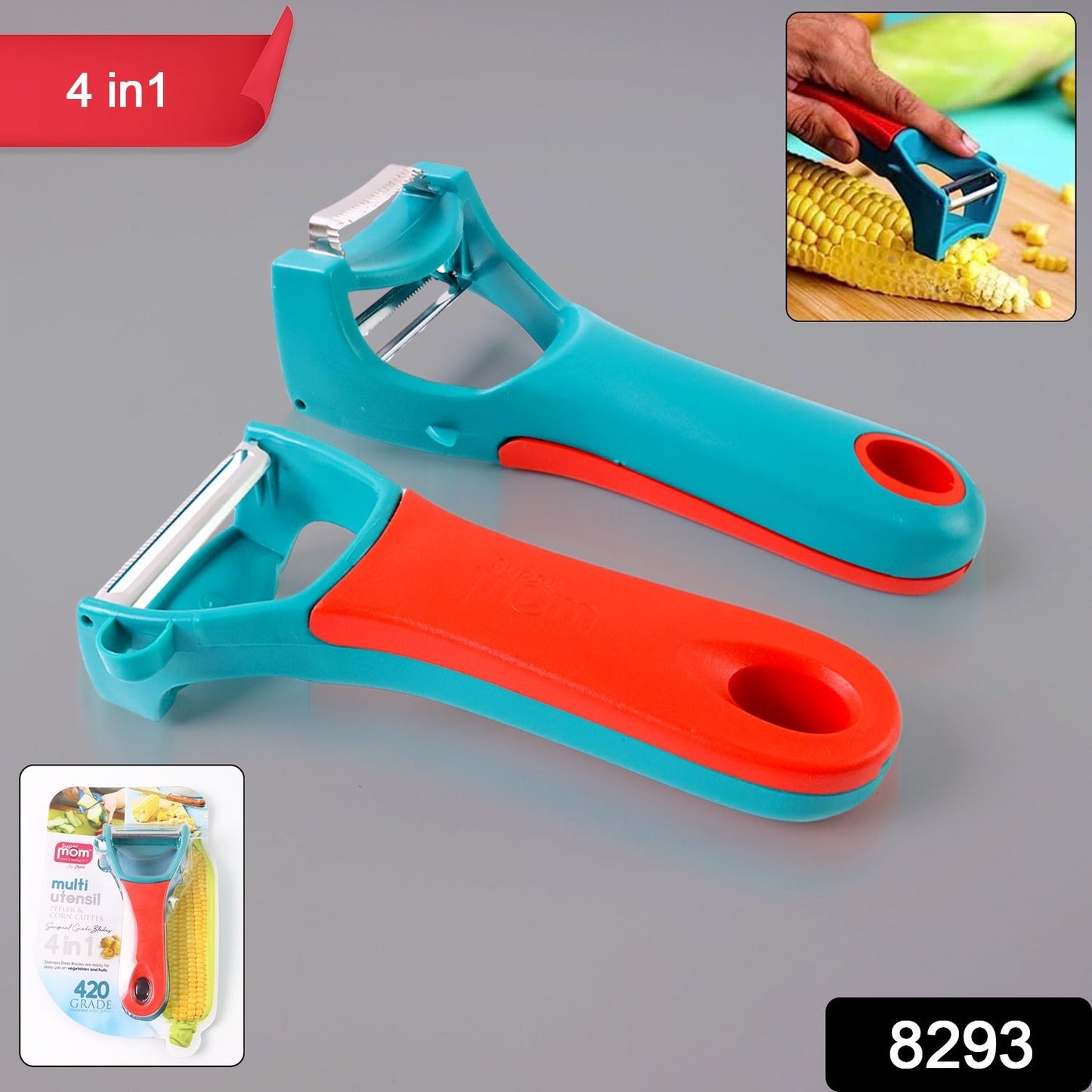 All-in-one 4-in-1 vegetable peeler with ergonomic non-slip handle