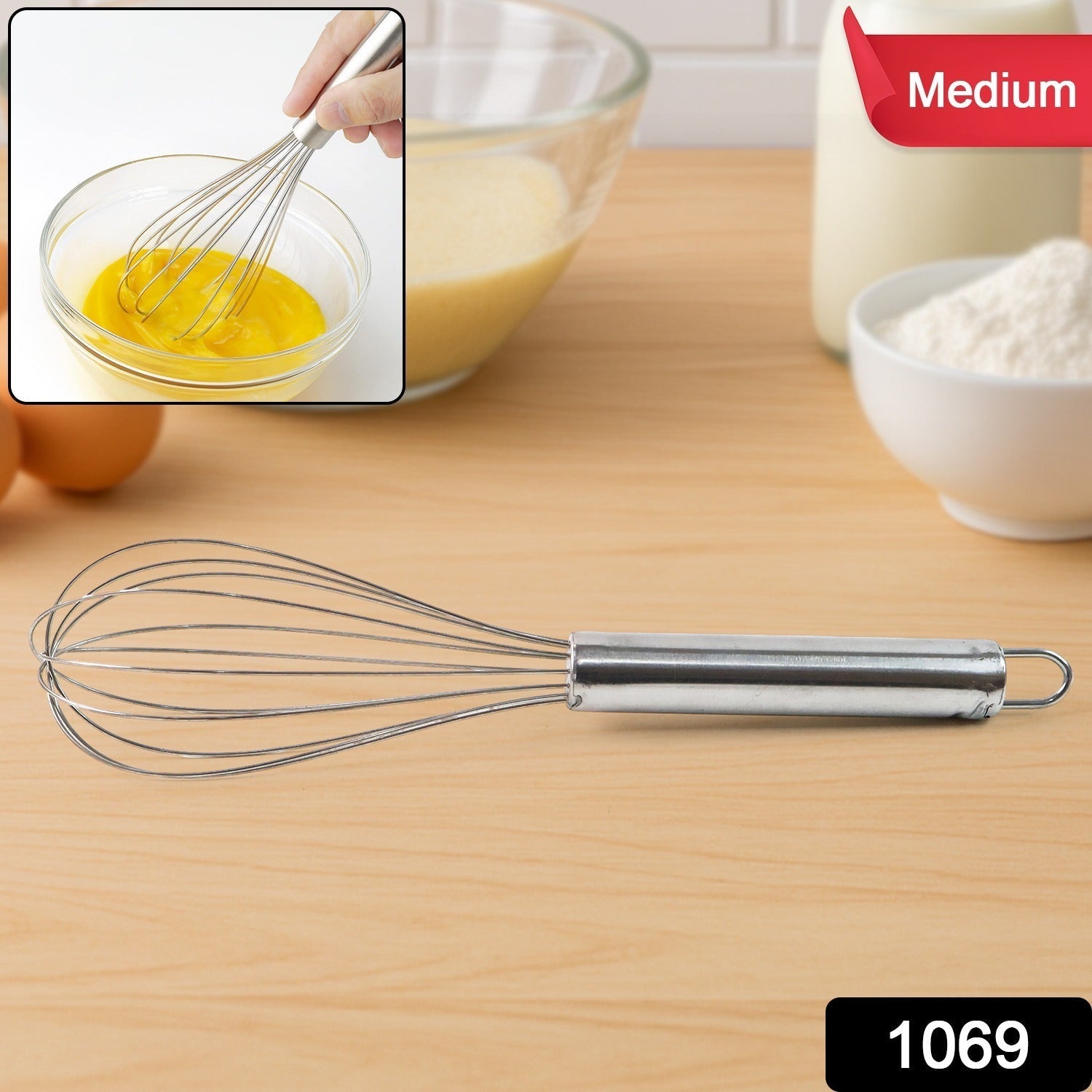 Durable stainless steel balloon whisk for kitchen blending and whipping