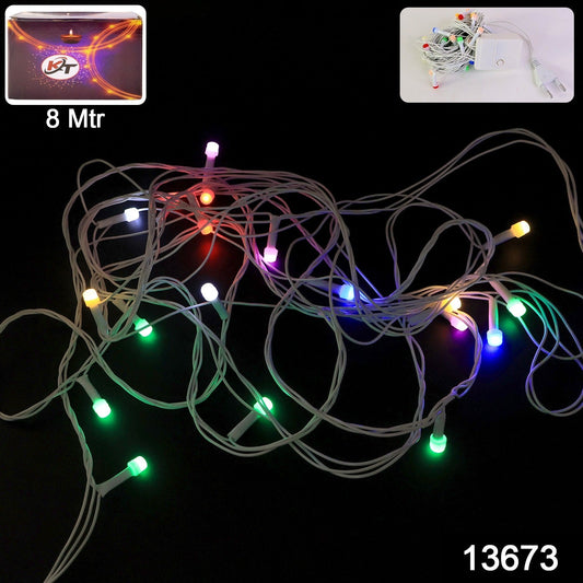 Decorative multi-color LED string lights glowing in party setting