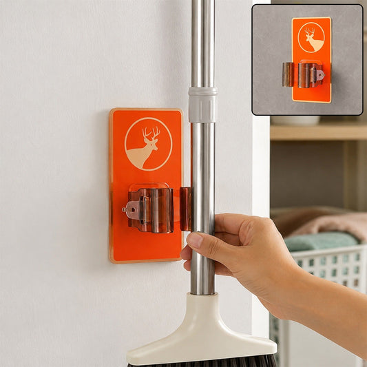 Wall Mounted Mop Holder – Space-Saving Cleaning Tool Organizer